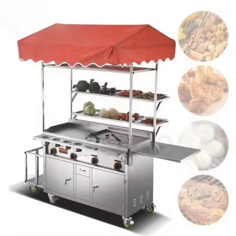 Food Snacks Catering - Carrinho de Comida Móvel em Aço